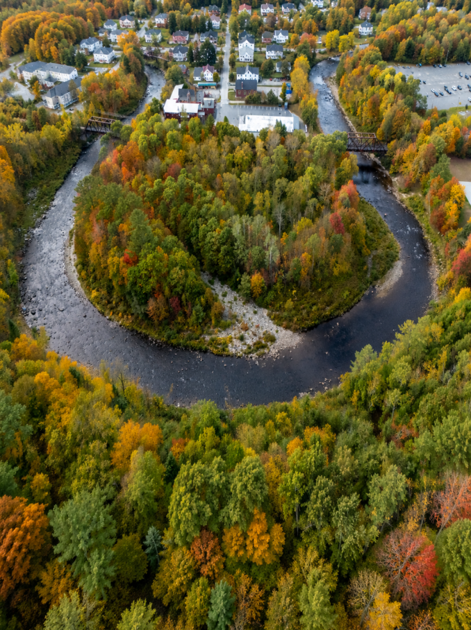 Arial view of the area around Little Town Campground