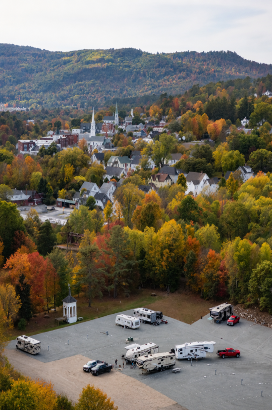 Arial view of Little Town Campground and Littleton NH