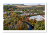 Aerial view of Little Town Campground and the surrounding area